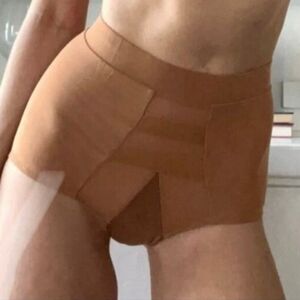 NWT $48 HAH X Free People Hi Waisted Panty Size Medium Brown Sugar Sheer Pin Up